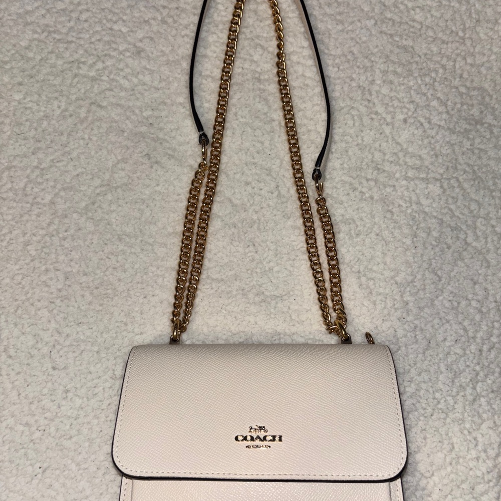 Coach White Crossbody Bag with Gold Chain